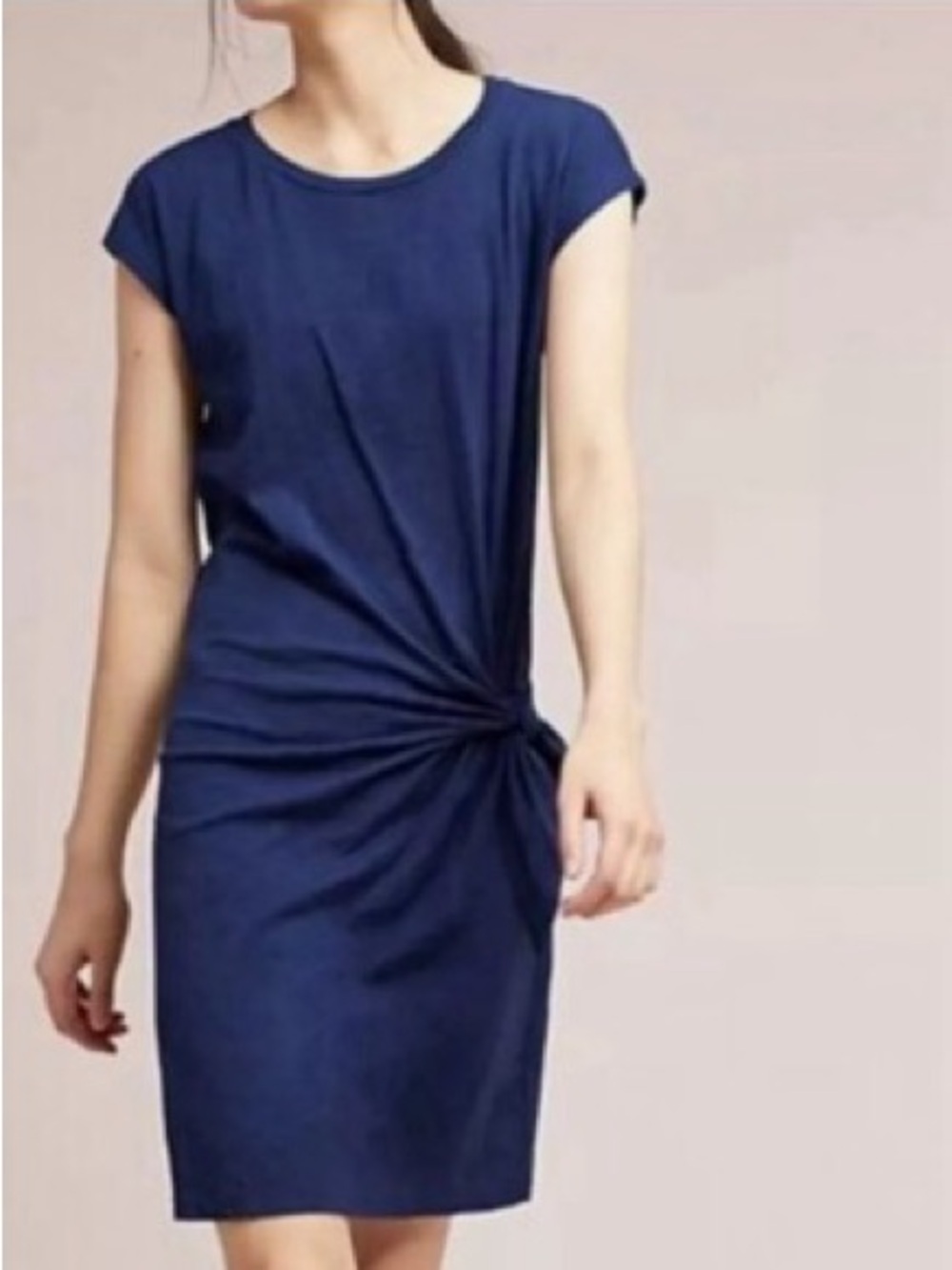 Velvet by Graham & Spencer Anthropologie Navy Ruched Mini Dress S